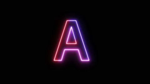 Three Color Neon Text Animation Filing Effect Alphabet A Stock Footage 172053187
