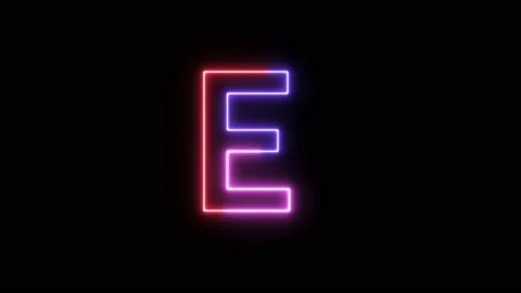 Three Color Neon Text Animation Filing Effect Alphabet E Stock Footage 172053188