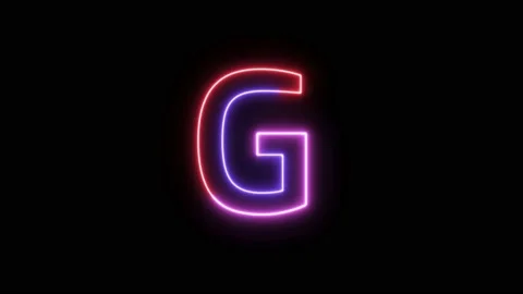 Three Color Neon Text Animation Filing Effect Alphabet G Stock Footage 172053274