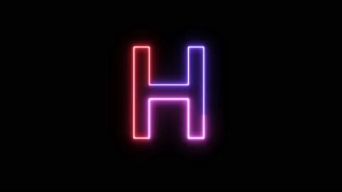 Three Color Neon Text Animation Filing Effect Alphabet H Stock Footage 172053275