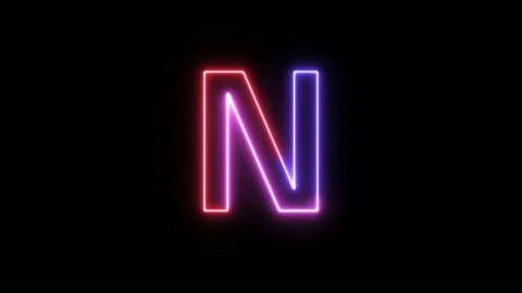 Three Color Neon Text Animation Filing Effect Alphabet N Stock Footage 172053302