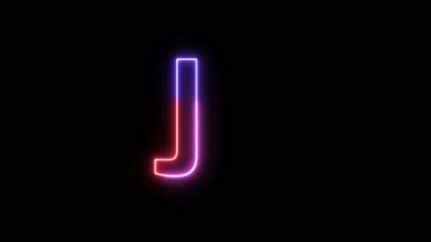 Three Color Neon Text Animation Filing Effect Alphabet J Stock Footage 172053306