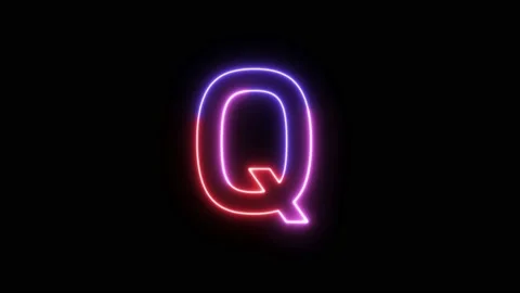Three Color Neon Text Animation Filing Effect Alphabet Q Stock Footage 172053327