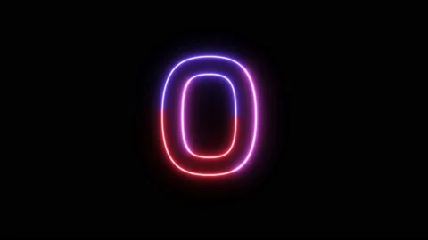 Three Color Neon Text Animation Filing Effect Alphabet O Stock Footage 172053328