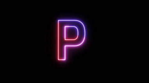 Three Color Neon Text Animation Filing Effect Alphabet P Stock Footage 172053329