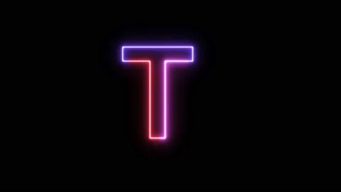 Three Color Neon Text Animation Filing Effect Alphabet T Stock Footage 172053335