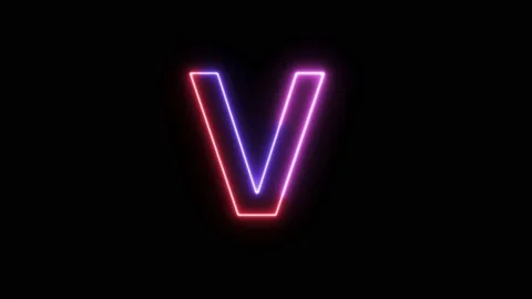 Three Color Neon Text Animation Filing Effect Alphabet V Stock Footage 172053358