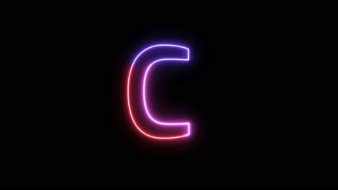 Three Color Neon Text Animation Filing Effect Alphabet C Stock Footage 172053359