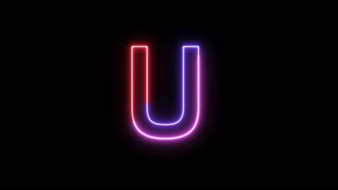 Three Color Neon Text Animation Filing Effect Alphabet U Stock Footage 172053360
