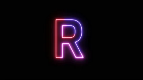 Three Color Neon Text Animation Filing Effect Alphabet R Stock Footage 172053365