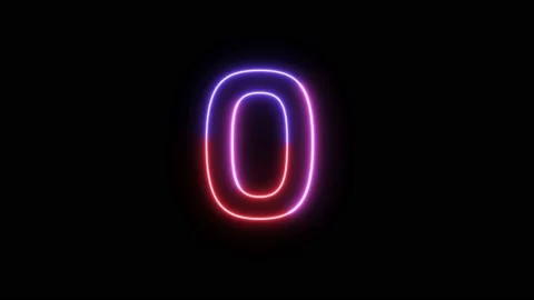 Three Color Neon Text Animation Filing Effect Number 0 Stock Footage 172053384