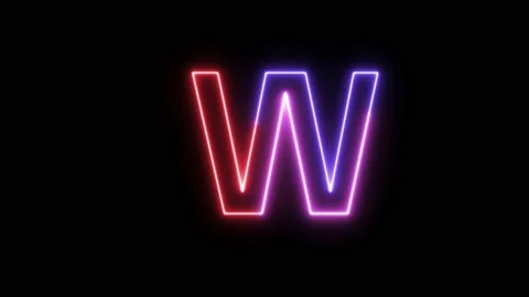 Three Color Neon Text Animation Filing Effect Alphabet W Stock Footage 172053389