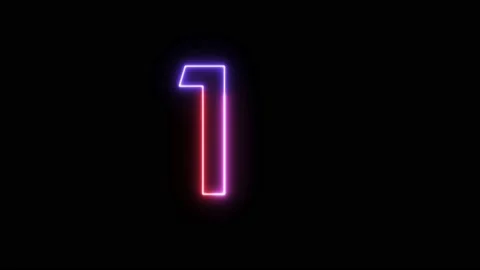 Three Color Neon Text Animation Filing Effect Number 1 Stock Footage 172053396