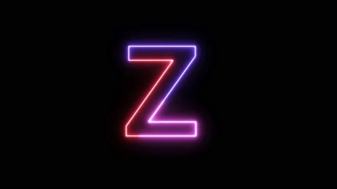 Three Color Neon Text Animation Filing Effect Alphabet Z Stock Footage 172053415