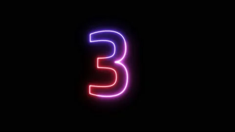 Three Color Neon Text Animation Filing Effect Number 3 Stock Footage 172053416