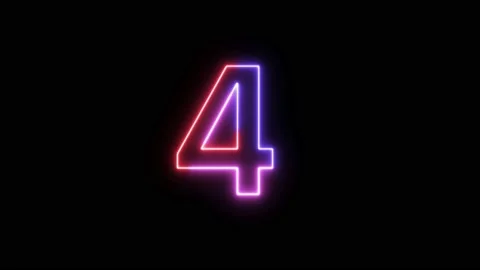 Three Color Neon Text Animation Filing Effect Number 4 Stock Footage 172053422