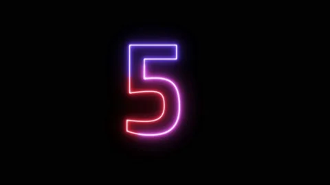 Three Color Neon Text Animation Filing Effect Number 5 Stock Footage 172053438