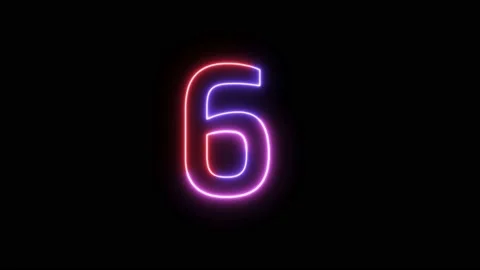 Three Color Neon Text Animation Filing Effect Number 6 Stock Footage 172053447