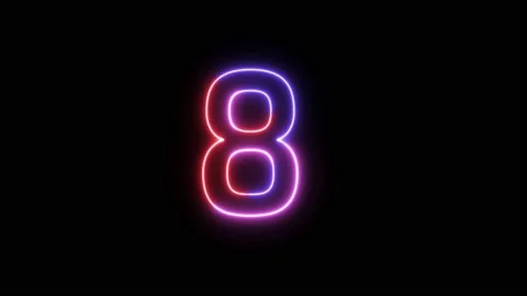 Three Color Neon Text Animation Filing Effect Number 8 Stock Footage 172053475