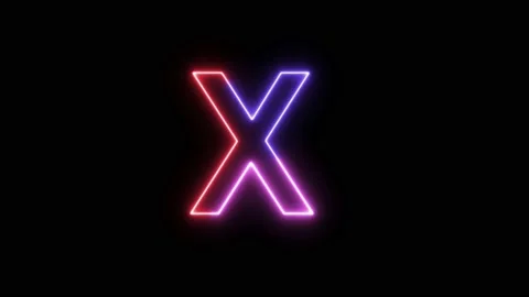 Three Color Neon Text Animation Filing Effect Alphabet X Stock Footage 172053482