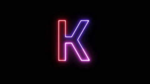 Three Color Neon Text Animation Filing Effect Alphabet K Stock Footage 172053636