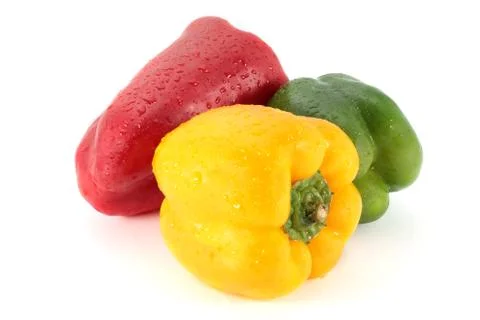 Three color peppers Stock Photos