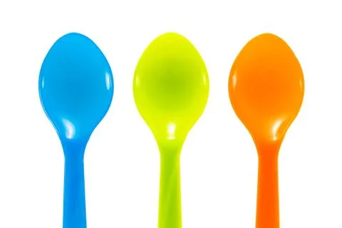Three color plastic spoon Foto stock