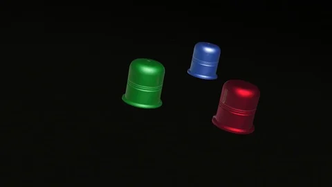 Three color thimbles Stock Footage 107559517