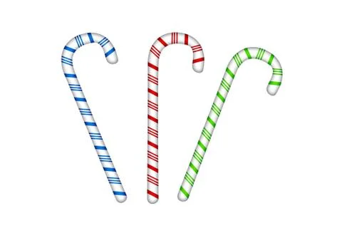 Three colored candy cane isolated Stock Photos