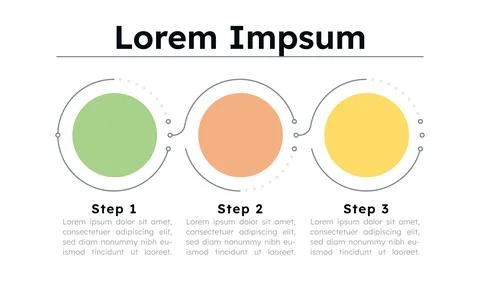 Three colored circular node empty infographic template Stock Illustration