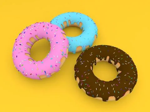 Three colored donuts . Stock Illustration