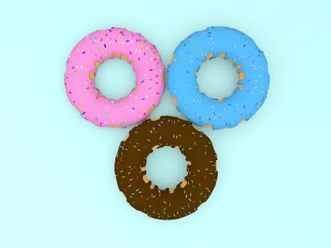 Three colored donuts . Stock Illustration