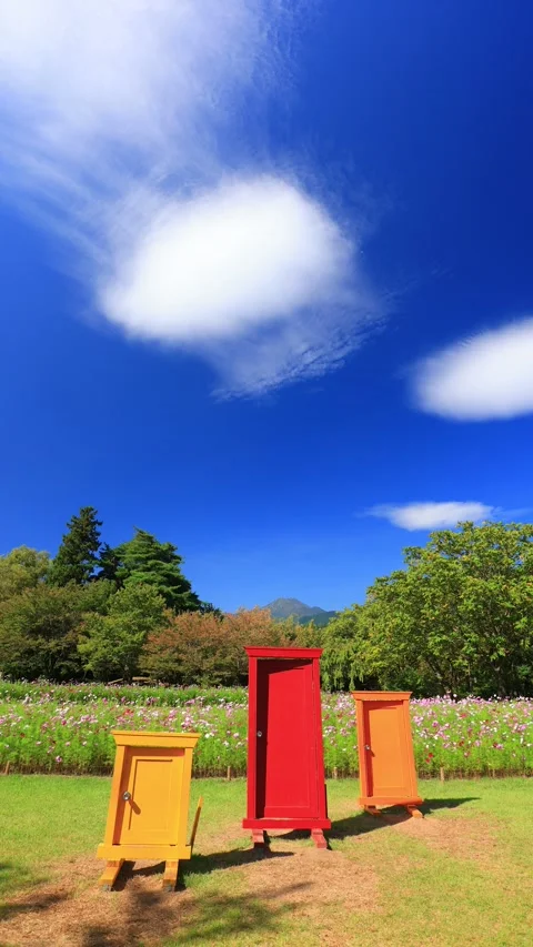 Three Colored Doors, Cosmos, and Jonen Mountain Vídeos de archivo 333277699