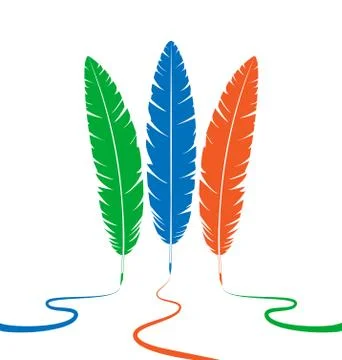 Three colored feathers Stock Illustration