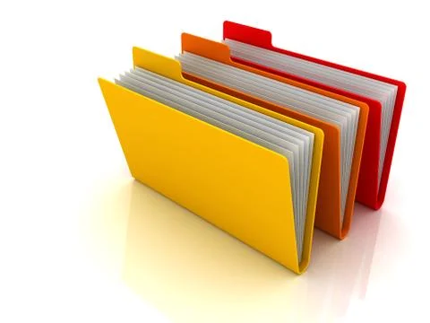 Three colored folders and files Stock Illustration