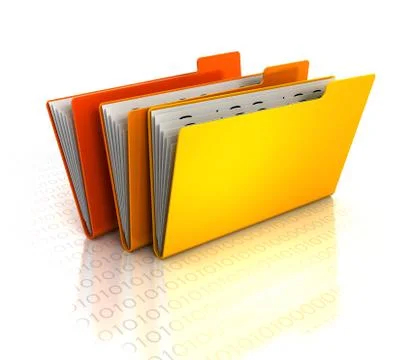 Three colored folders and files Stock Illustration