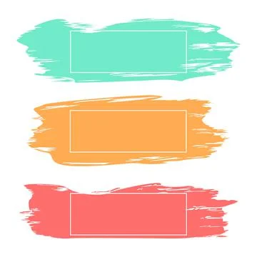 Three colored paint strokes with frame and place for text - Vector Stock Illustration