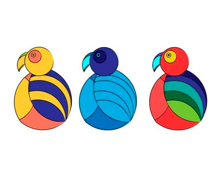 Three colored parrots Stock Illustration