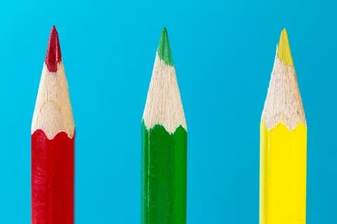 Three colored pencil Stock Photos