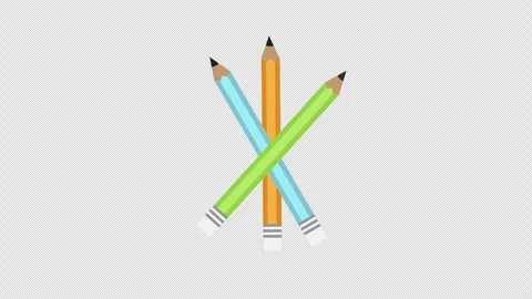 Three colored pencils red, blue, and yellow arranged concept animation with.. Stock Footage 270123515