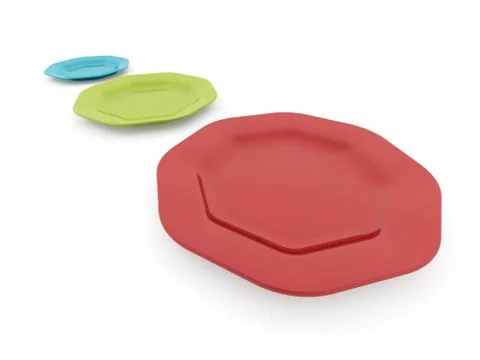 Three colored plates isolated on white background Stock Illustration