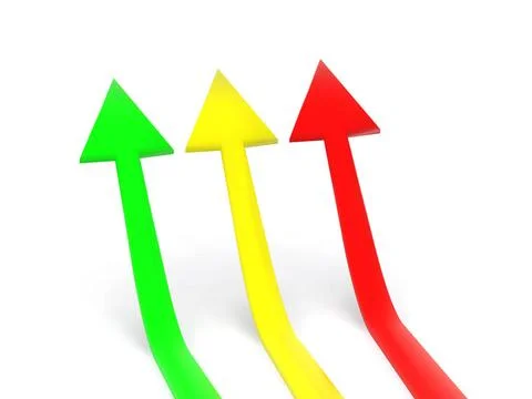  three up colored pointers. 3d three up colored pointers. 3d Copyright: xZ... Foto stock