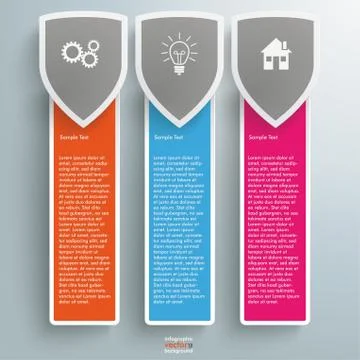 Three colored protection shield oblong banners Ilustración de archivo