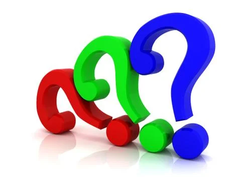 Three colored question marks Stock Illustration