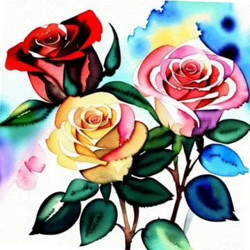 Three colored roses Stock Illustration