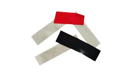 Three colored sanding strips arranged in a triangle Stock Photos