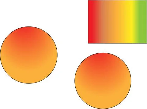 Three colored shapes with gradients on a white background Stock Illustration