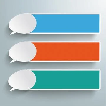 Three colored speech bubble banners piad Stock Illustration