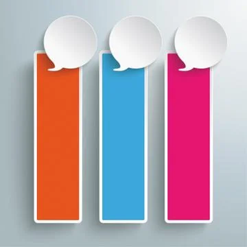 Three colored speech bubble oblong banners piad Ilustración de archivo