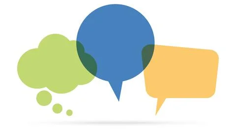 Three colored speech bubbles Stock Illustration